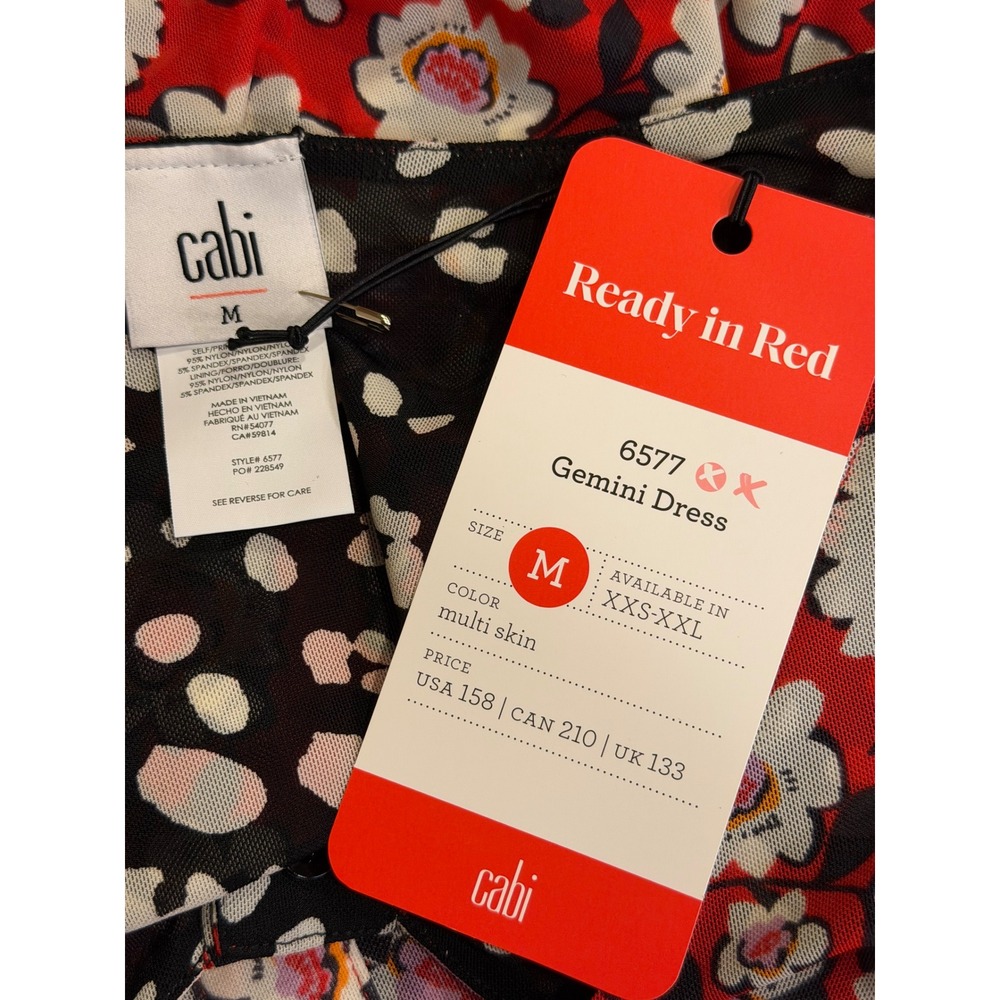 Cabi Red Black Dress Medium Reversible Animal Floral Mesh Sheath Capsule Bodycon - Picture 3 of 7